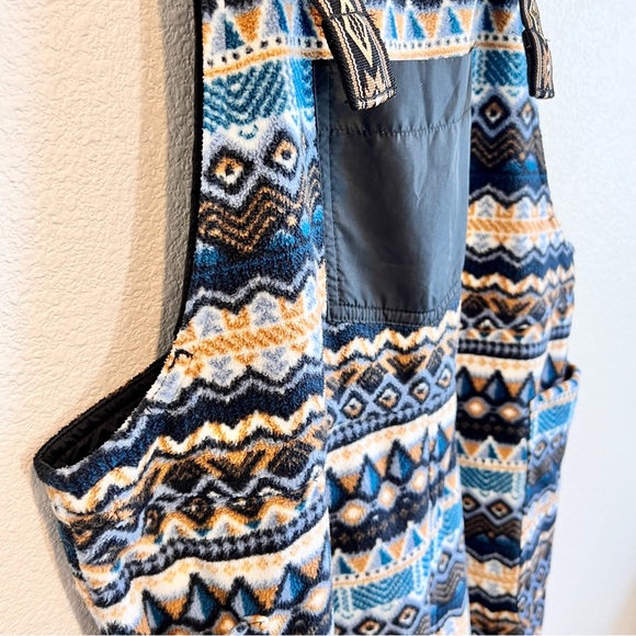KAVU Pocatello Fleece Bib Overalls S Heritage Winds Fair Isle Nordic Snow Ski - Picture 7 of 15